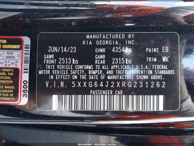 5XXG64J2XRG231262 KIA t-gdi gamma ii