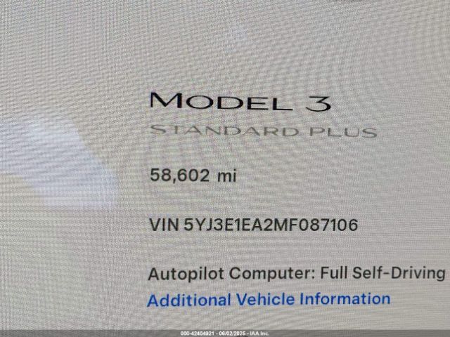 5YJ3E1EA2MF087106 Tesla MODEL 3