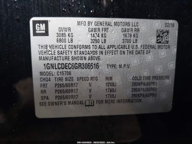 2016 CHEVROLET TAHOE 1GNLCDEC6GR306616 Photo 8
