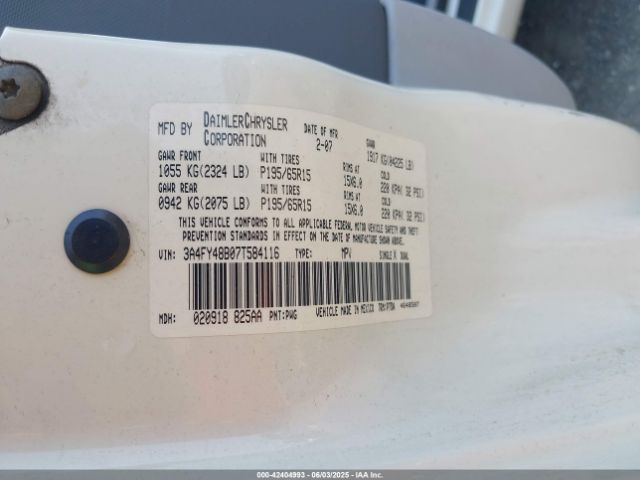 2007 CHRYSLER PT CRUISER 3A4FY48B07T584116 Photo 8