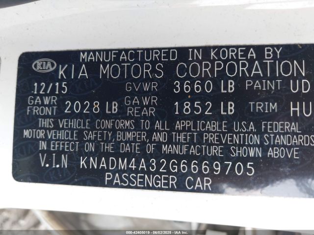 KNADM4A32G6669705 KIA RIO LX