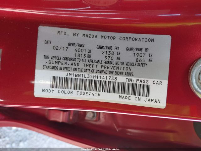 JM1BN1L35H1141738 Mazda Mazda3 Touring 2.5