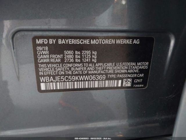 2019 BMW 540I WBAJE5C59KWW06369 Photo 8
