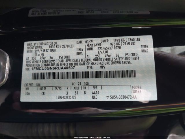 2024 FORD ESCAPE 1FMCU0GN6RUA40507 Photo 8