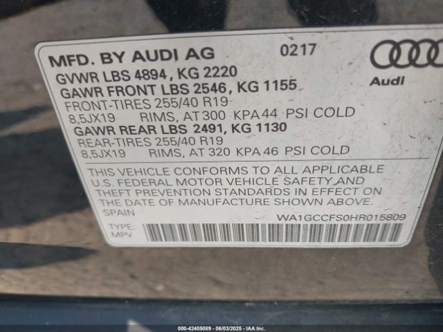 2017 AUDI Q3 WA1GCCFS0HR015809 Photo 8