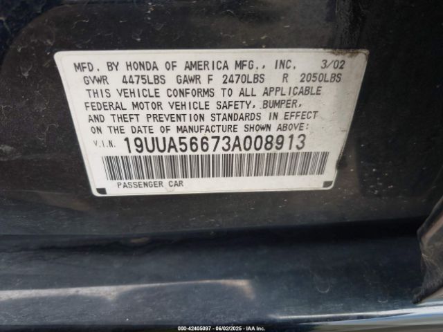 2003 ACURA TL 19UUA56673A008913 Photo 8