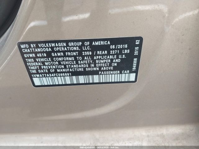1VWAT7A34FC095891 Volkswagen Passat 1.8t Limited Edition