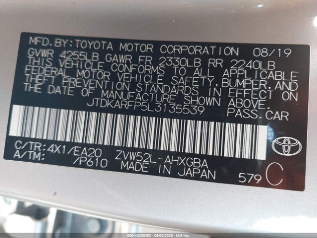 JTDKARFP5L3135539 Toyota Prius Prime Xle