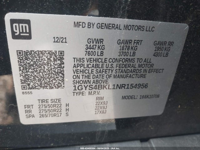 1GYS4BKL1NR154956 Cadillac l87