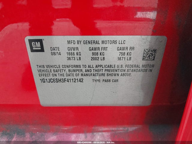 1G1JC6SH3F4112142 Chevrolet Sonic Lt Auto