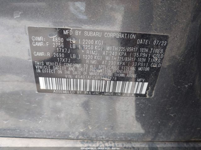 2024 SUBARU OUTBACK 4S4BTAFC6R3137278 Photo 8