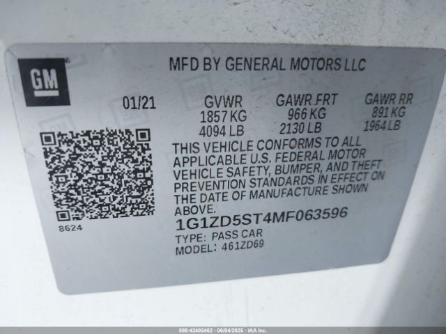 1G1ZD5ST4MF063596 Chevrolet lfv - direct injection, variable valve timing, gen 1 gmna