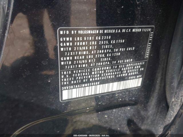 2021 VOLKSWAGEN TIGUAN 3VV3B7AX2MM039589 Photo 8