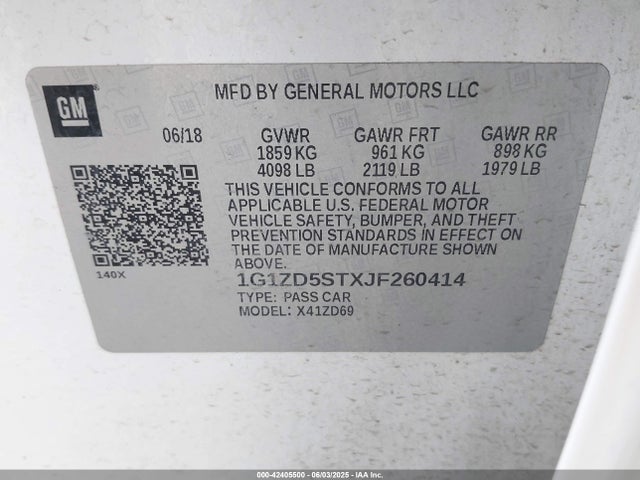 1G1ZD5STXJF260414 Chevrolet lfv - direct injection, variable valve timing, gen 1
