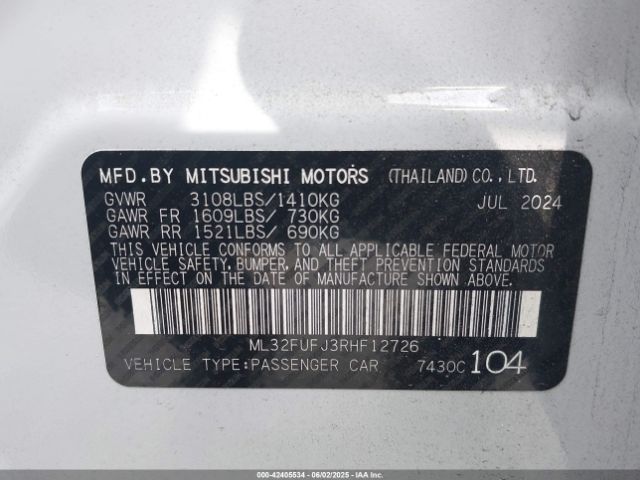 2024 MITSUBISHI MIRAGE G4 ML32FUFJ3RHF12726 Photo 8