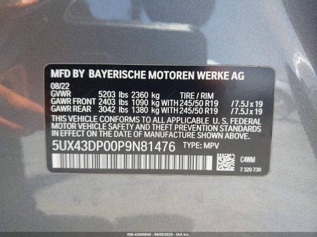 BMW 2023 2023 5UX43DP00P9N81476 Image 9