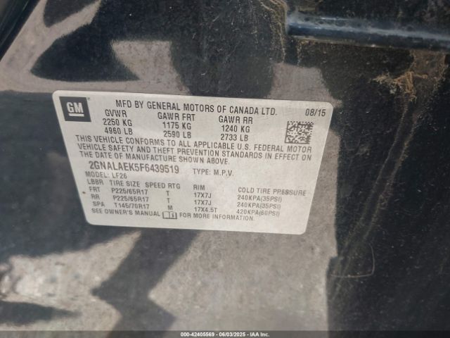 2GNALAEK5F6439519 Chevrolet lea - flex fuel (gas/alc), aluminum, ho,