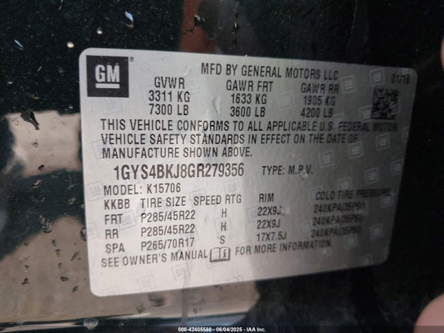 2016 CADILLAC ESCALADE 1GYS4BKJ8GR279356 Photo 8