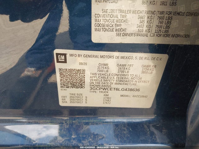 3GCPWCET6LG438636 Chevrolet lm2 - cri, vgt, alum