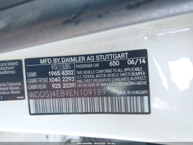 WDDSJ4EB9EN109189 Mercedes-Benz 2014