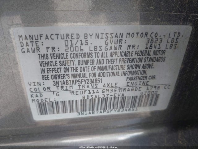 3N1AB7AP5FY234851 Nissan SENTRA SV