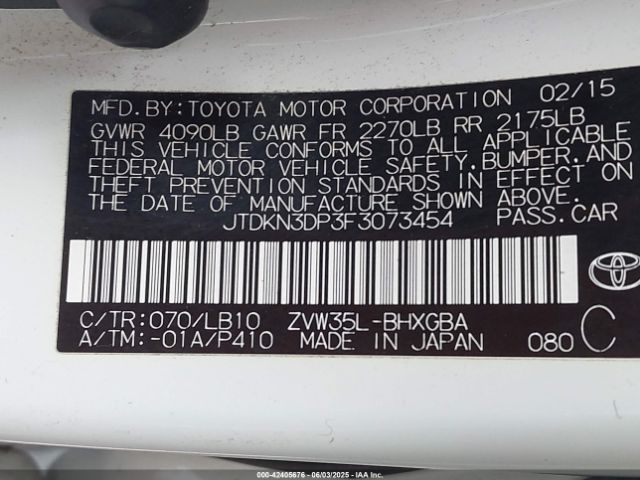 JTDKN3DP3F3073454 Toyota Prius Plug-in Advanced