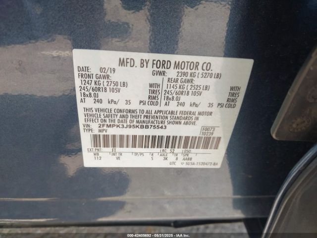 2019 FORD EDGE 2FMPK3J95KBB75543 Photo 8