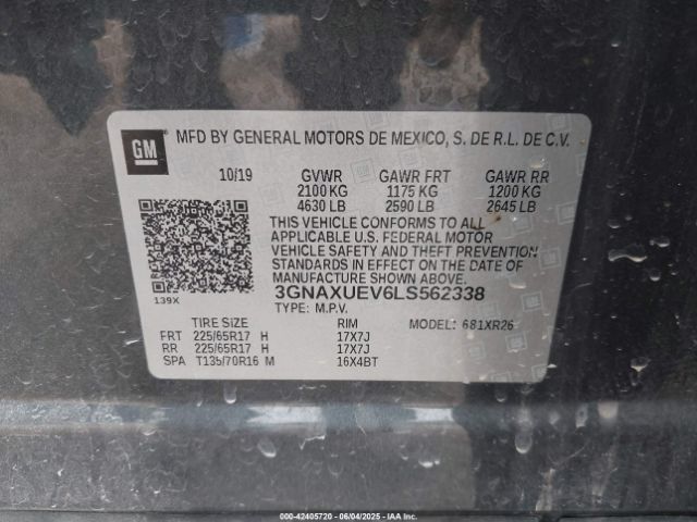 3GNAXUEV6LS562338 Chevrolet Equinox Awd Lt 1.5l Turbo