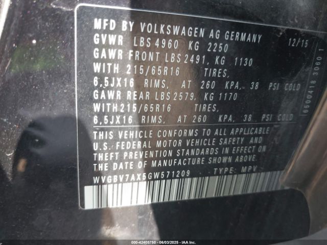 2016 VOLKSWAGEN TIGUAN WVGBV7AX5GW571209 Photo 8