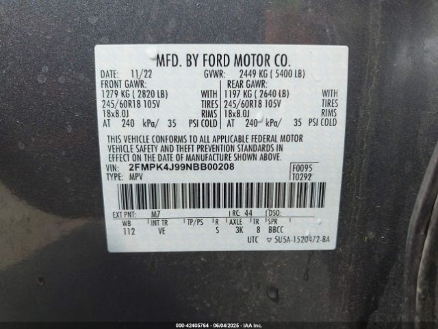2022 FORD EDGE 2FMPK4J99NBB00208 Photo 8