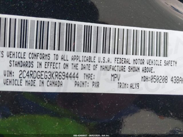 2019 DODGE GRAND CARAVAN 2C4RDGEG3KR694444 Photo 8
