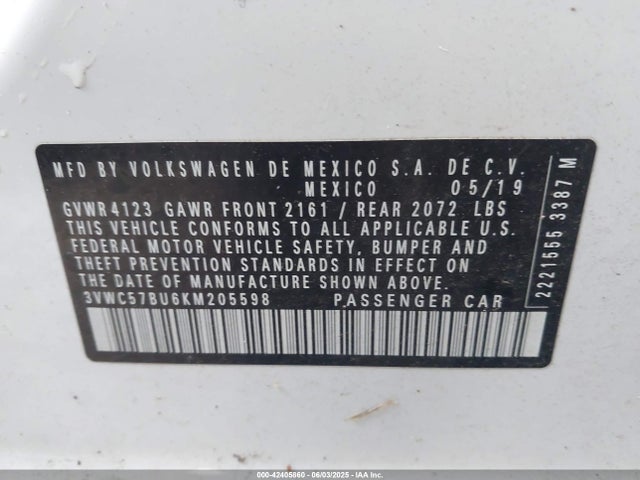 3VWC57BU6KM205598 Volkswagen 1.4 tsi