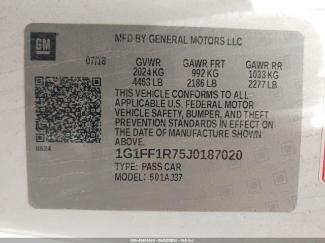 2018 CHEVROLET CAMARO 1G1FF1R75J0187020 Photo 8