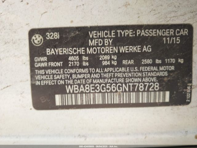 2016 BMW 328I WBA8E3G56GNT78728 Photo 8
