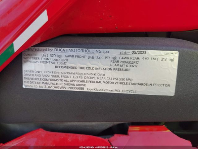 2023 DUCATI PANIGALE ZDMDAGWW1PB006699 Photo 9
