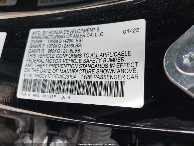 1HGCV1F1XNA023194 Honda ACCORD LX