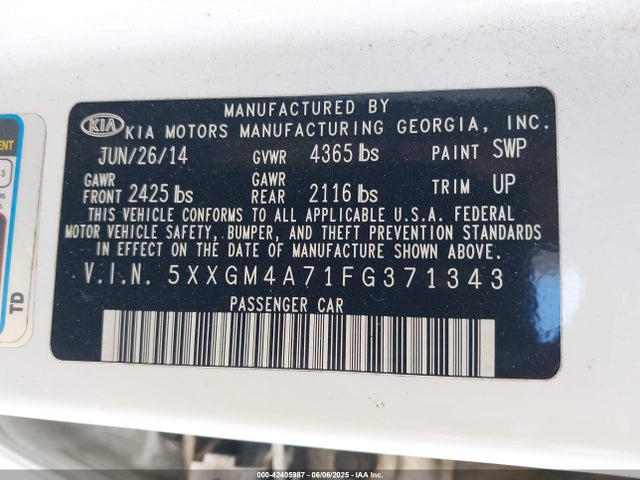 5XXGM4A71FG371343 KIA dohc gdi theta ii