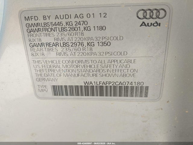 2012 AUDI Q5 WA1LFAFP2CA074180 Photo 8