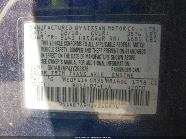 3N1AB7AP4JY266876 Nissan SENTRA S