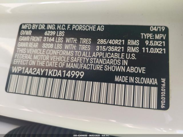2019 PORSCHE CAYENNE WP1AA2AY1KDA14999 Photo 8