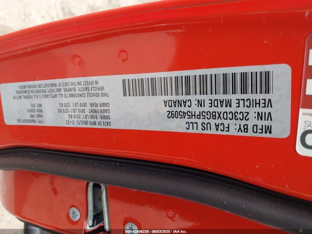 42406226 :رقم المزاد ، 2C3CDXBG5PH545092 vin ، 2023 Dodge Charger Sxt مزاد بيع