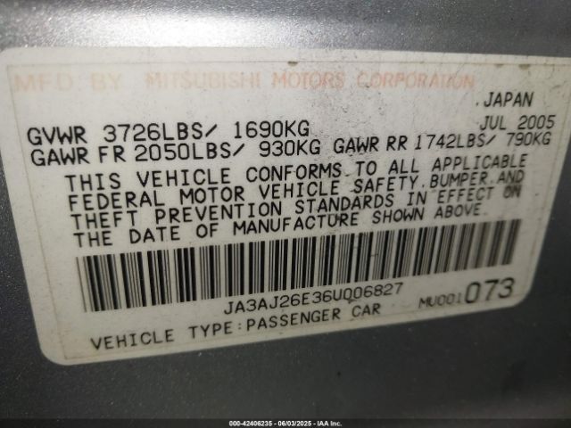 2006 MITSUBISHI LANCER JA3AJ26E36U006827 Photo 8