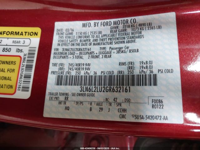 2016 LINCOLN MKZ HYBRID 3LN6L2LU2GR632161 Photo 8