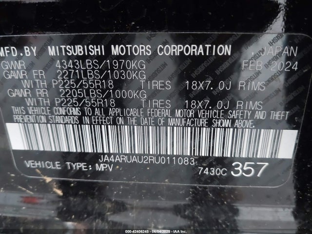 Продажа на аукционе авто 2024 Mitsubishi Outlander Sport 2.0 Se Awc, vin: JA4ARUAU2RU011083, номер лота: 42406245