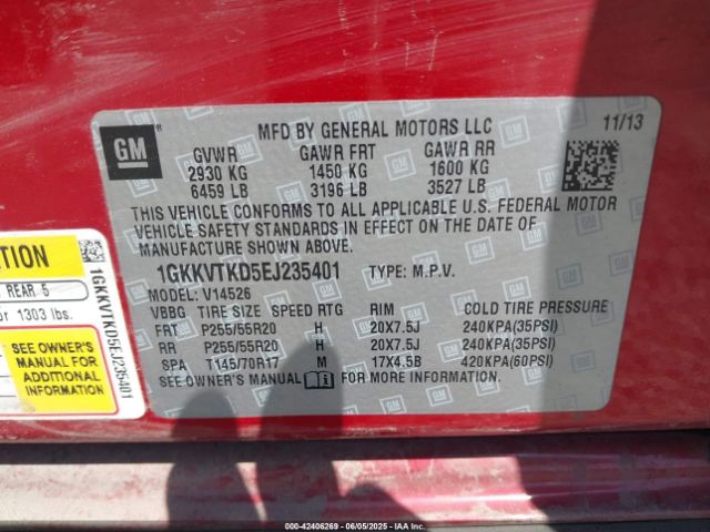 1GKKVTKD5EJ235401 GMC Acadia Denali