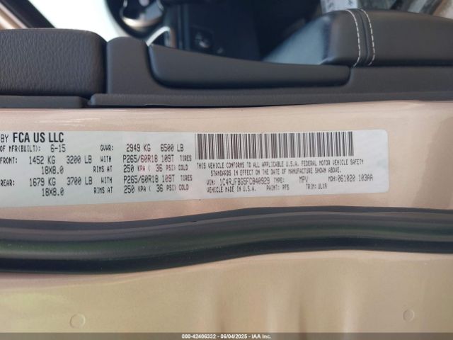 2015 JEEP GRAND CHEROKEE 1C4RJFBG5FC840929 Photo 8