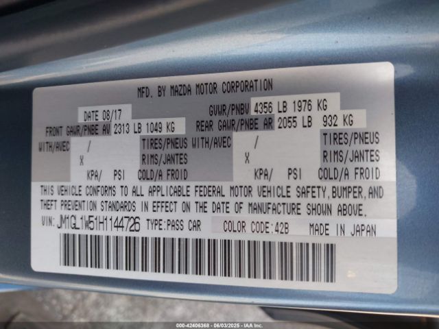 2017 MAZDA MAZDA6 JM1GL1W51H1144726 Photo 8