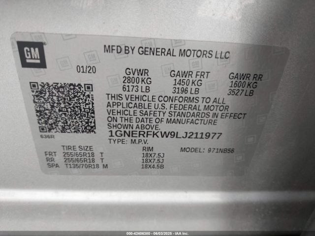 1GNERFKW9LJ211977 Chevrolet Traverse Fwd Ls