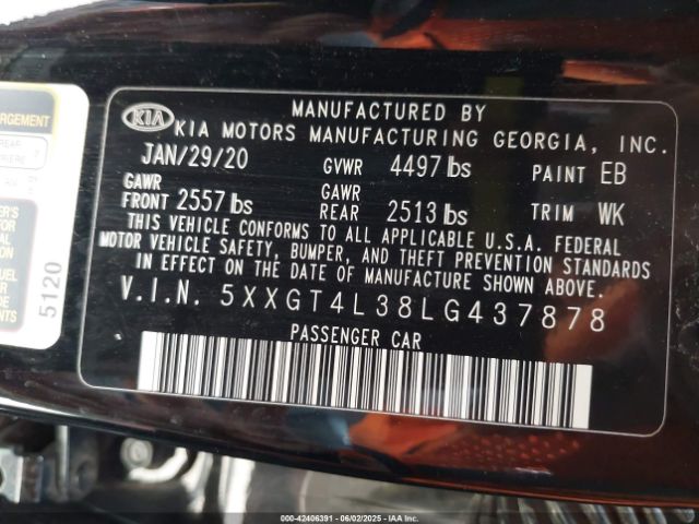 2020 KIA OPTIMA 5XXGT4L38LG437878 Photo 8