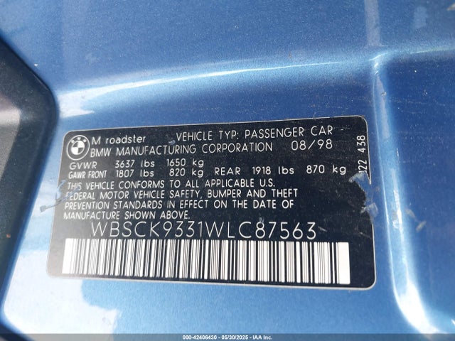1998 BMW M WBSCK9331WLC87563 Photo 8